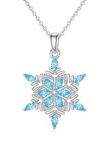 handsome gold snowflake Aquamarine birthstone baby necklace